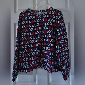J. crew XoXo valentines hearts shirt in size XL in navy blue and red